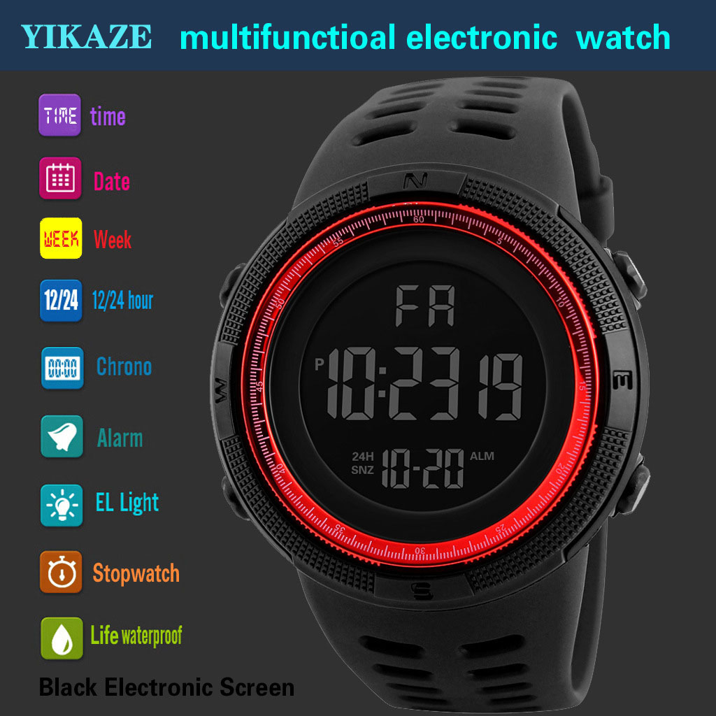 Men Digital Sports Watch LED Military Waterproof Wristwatch for Teens & Kids