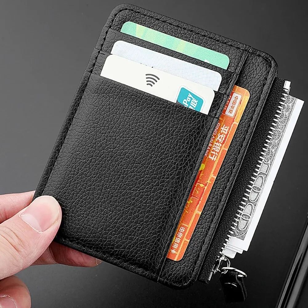 Mini Credit Card Wallet ID Card Holder Mens Slim Zipper Coin Wallet