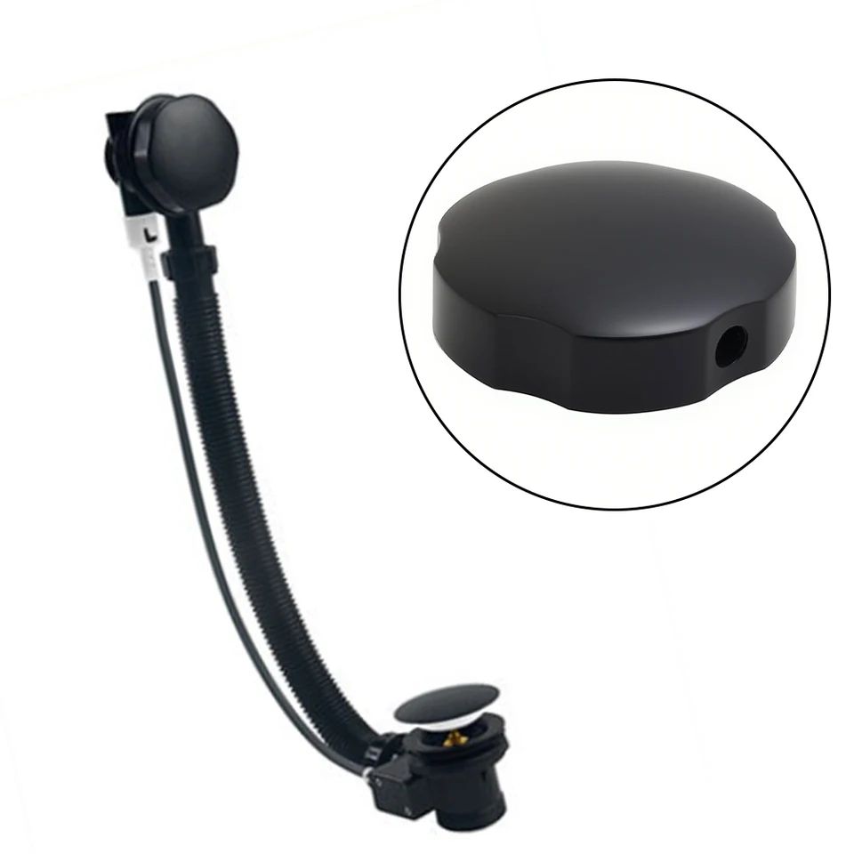 Premium Brass Bathtub Overflow Knob 74mm – Rotating Bath Drain Control Knob in Matte Black