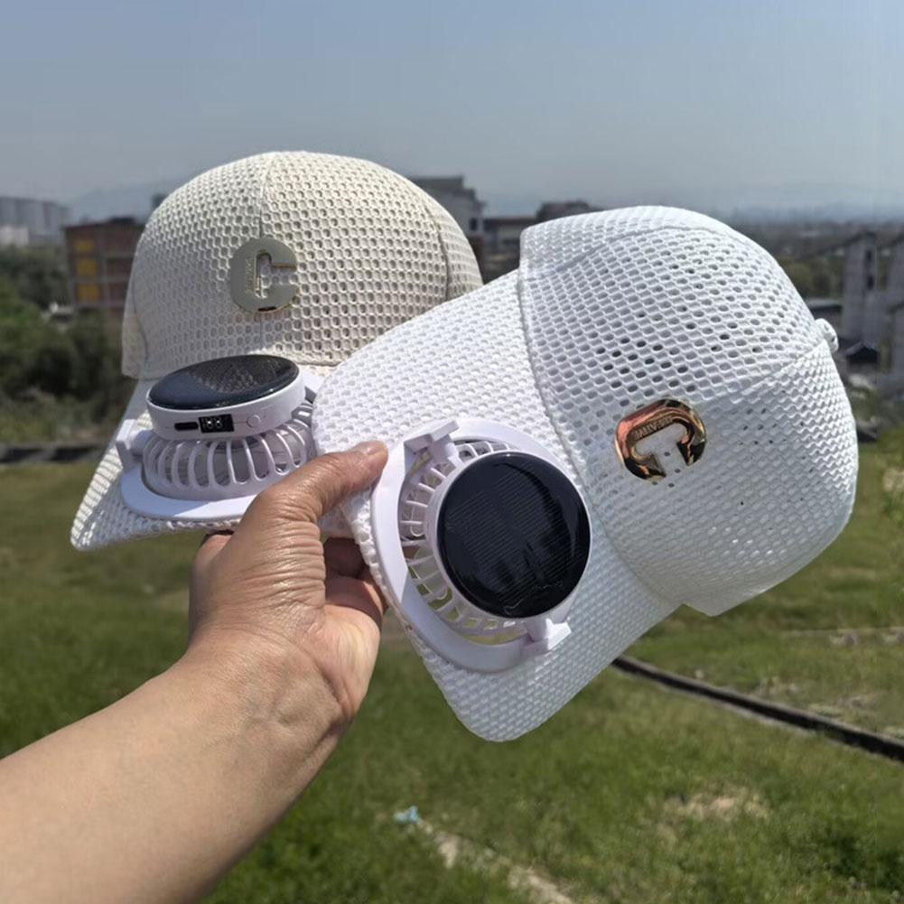 Breathable Mesh Sun Protection Cap, Solar Charging Hat, Outdoor Fishing Snapback Trucker Cap, Comfortable UV Protection