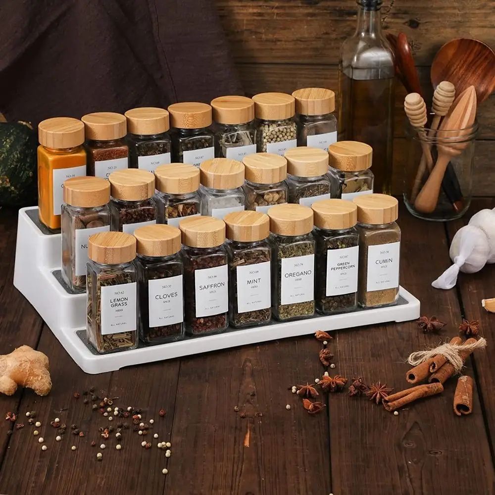Airtight Spice Jar with Bamboo Lid 120ml Kitchen Container