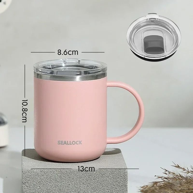 304 Stainless Steel Insulated Water Cup – 450ml Anti-Scalding Milk & Juice Mug with Lid