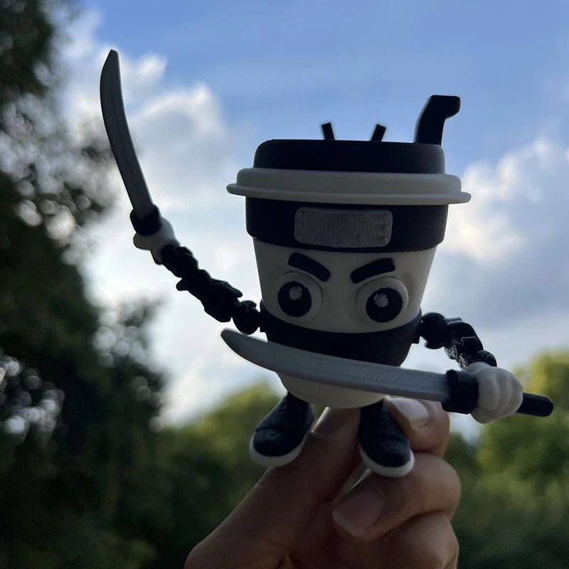 Cappuccino Assassino Coffee Ninja Figurine 3D Printed Desk Toy Italian Brainrot Collectible