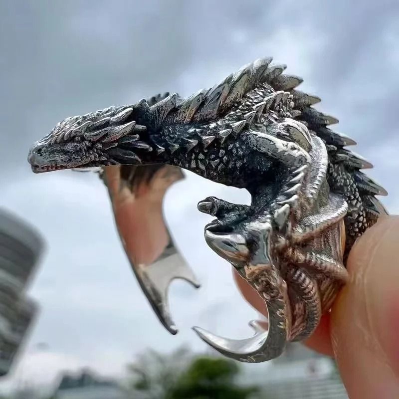 Antique Silver Dragon Wing Adjustable Ring