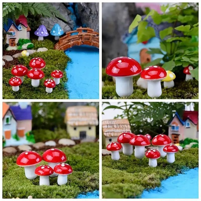 Mini Foam Mushroom Picks – Flexible Fairy Garden Decor for Bonsai & Plant Pots