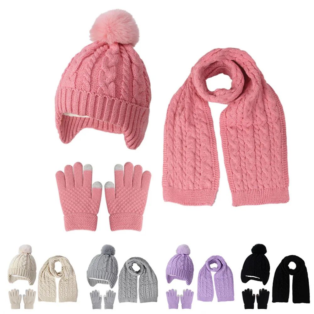Kids Winter Hat Scarf Gloves Set for Boys & Girls – Soft Knit Cold Weather Accessory Set