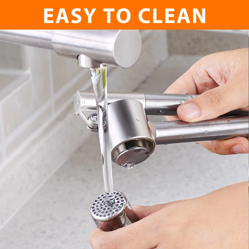 Garlic Press Mincer, Stainless Steel Garlic Crusher, Rust-Proof and Detachable Kitchen Gadget