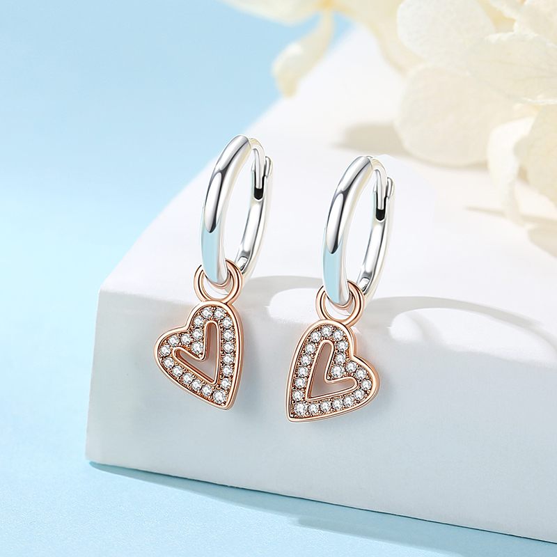 Sterling Silver Earrings Stud Hoop Crystal Earrings for Women, Rose Gold Crown Heart Infinity Bee Earrings