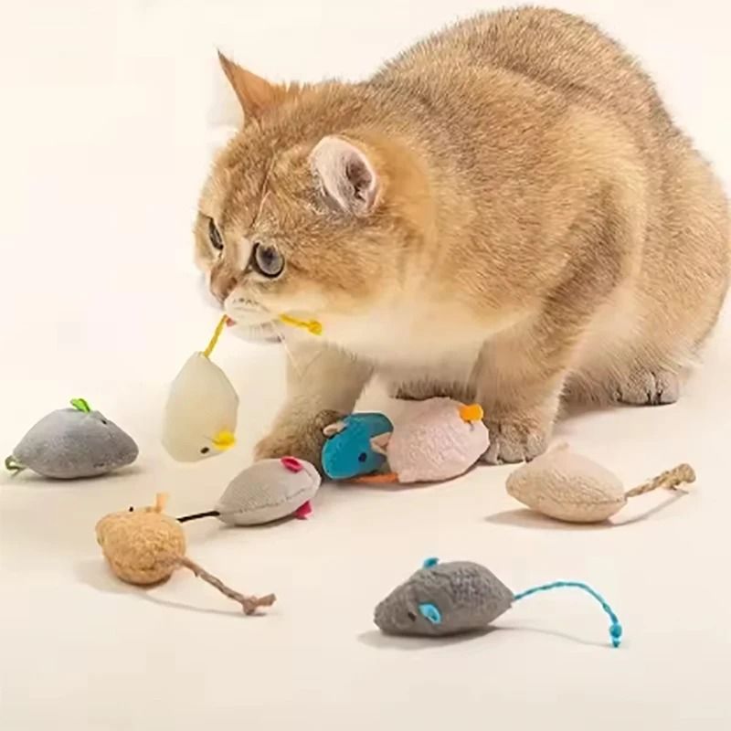 Simulated Plush Mouse Cat Toy Set Durable Scratch Resistant Cat Play Toy