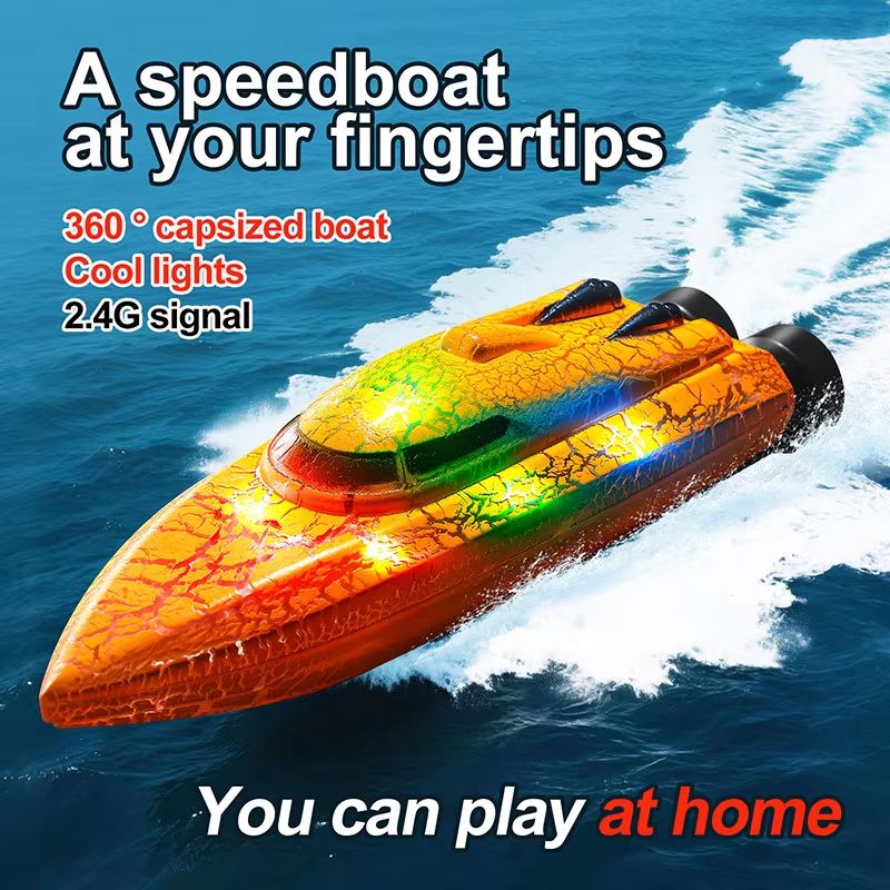 WaveMaster 2.4 GHz Waterproof RC Racing Boat with 360° Flip & LED Effects