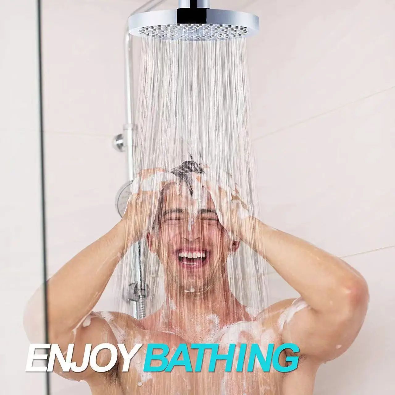 High Pressure Shower Head Set with Extension Rod Bathroom System