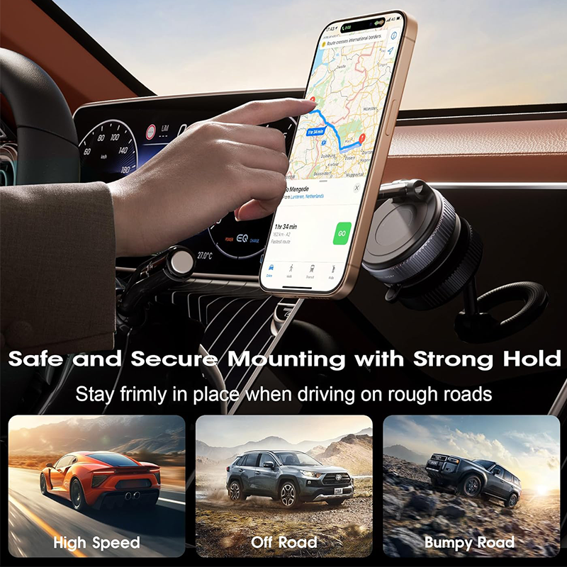 Foldable Car Mount, Magnetic Holder, Strong Suction Stand, iPhone, Cell Phone, Live Streaming