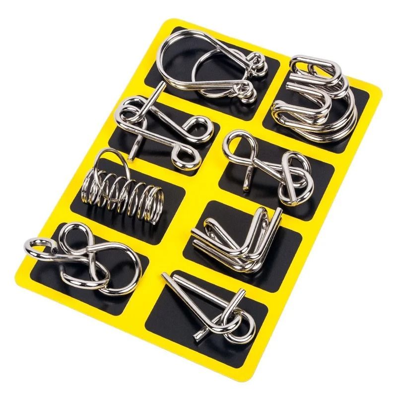 8 Piece Metal Puzzle Set Brain Teaser IQ Wire Puzzle Game for Adults and Kids