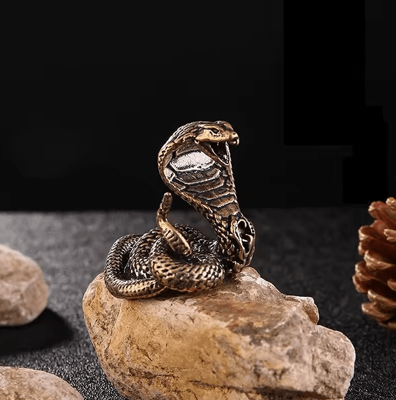 Antique Copper Snake Figurine – Mini Brass Snake Desktop Decor Statue