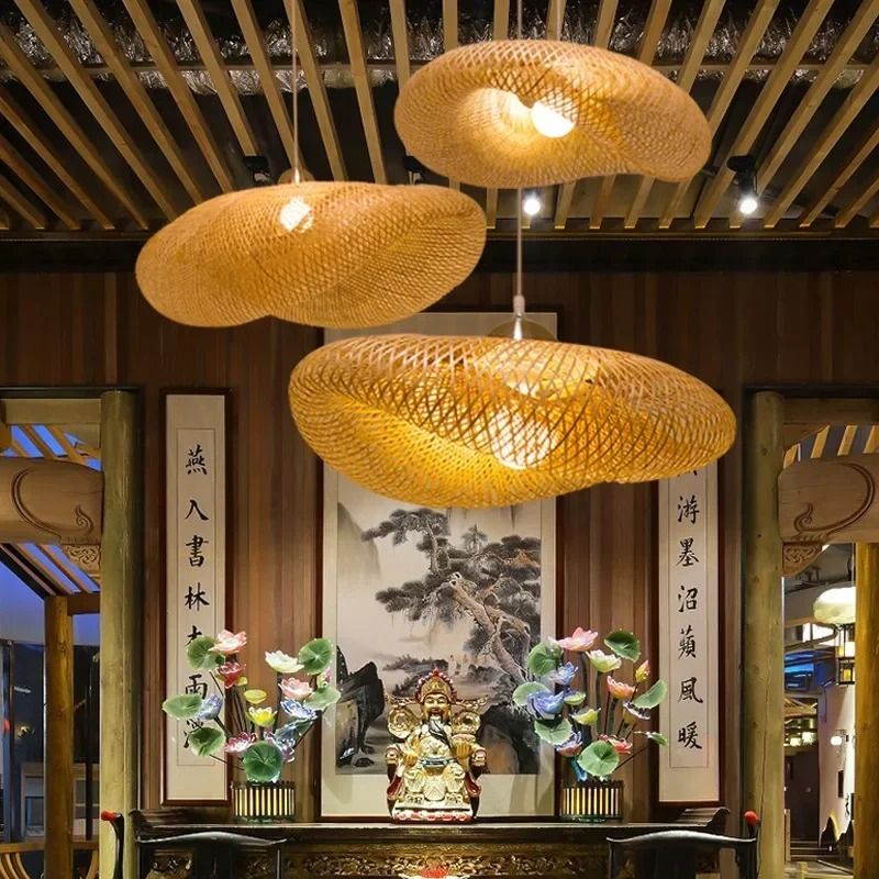 Rattan Wicker Bamboo Pendant Ceiling Lamp