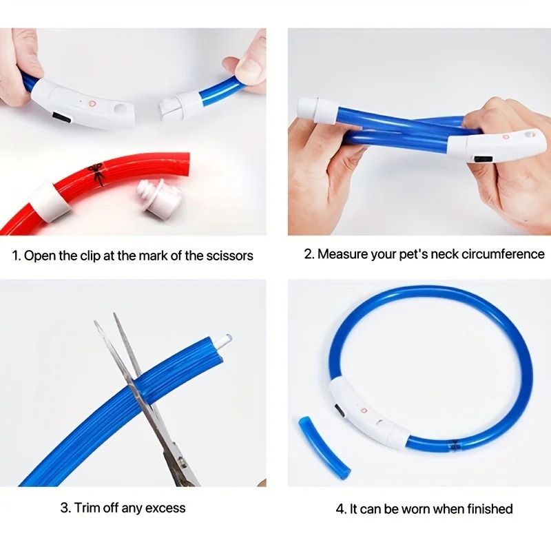 Pet Dog LED Light Collar Luminous Anti Lost USB Rechargeable Necklace