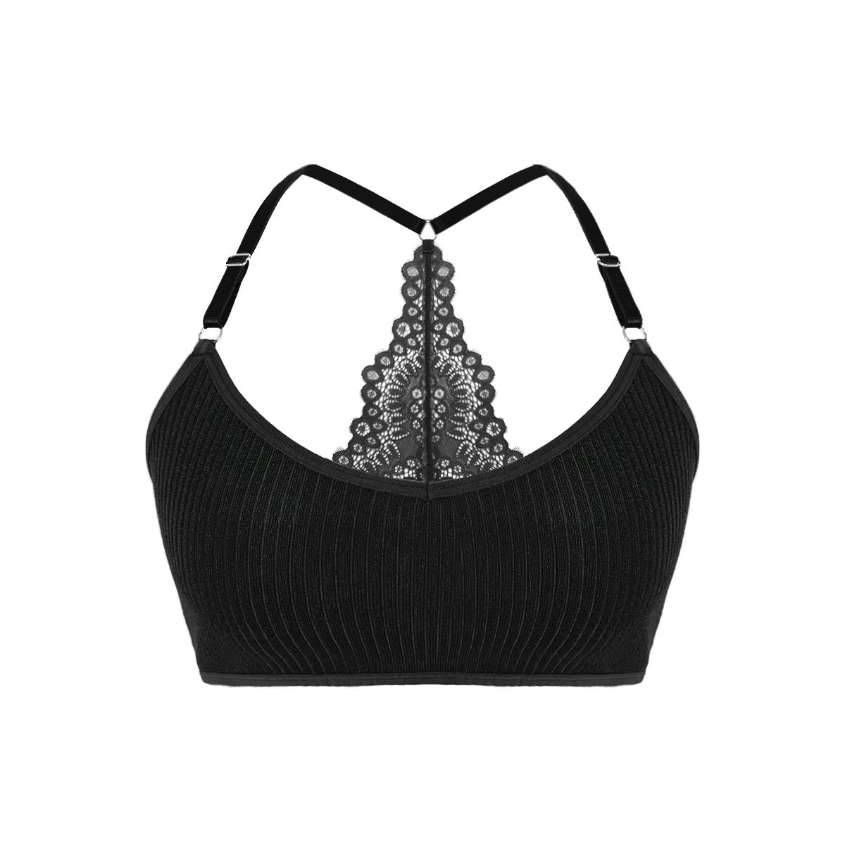 Women's Wireless Ribbed Bra – Breathable Backless Camisole Lingerie