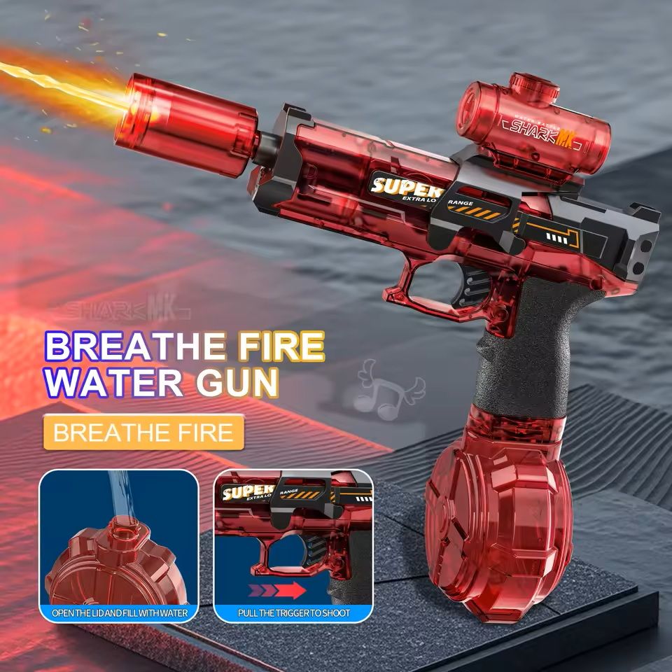 Electric Water Gun with Flame Light High Pressure Spray