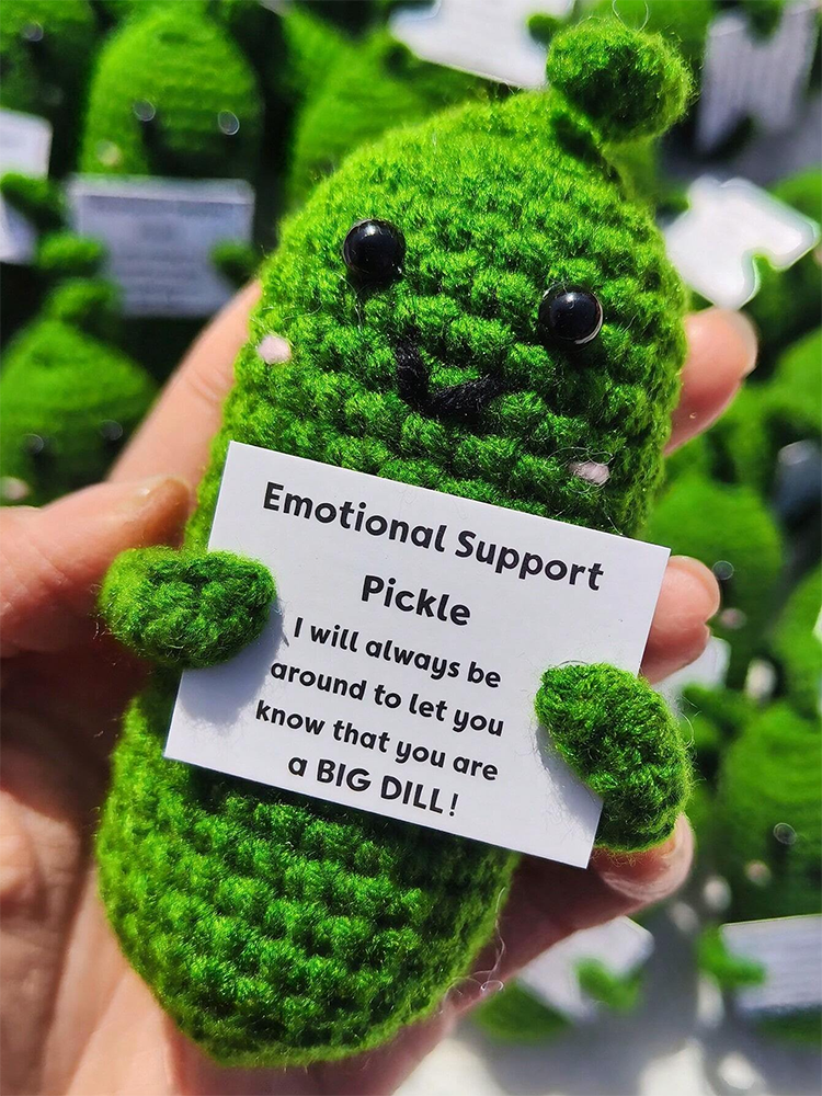 Cute Handmade Plush Cucumber Doll with Positive Message – Perfect Valentines Day Gift for Kids & Couples