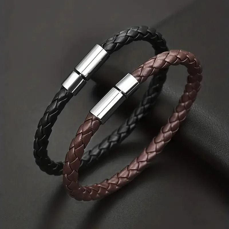Magnetic Leather Bracelet Set for Men
