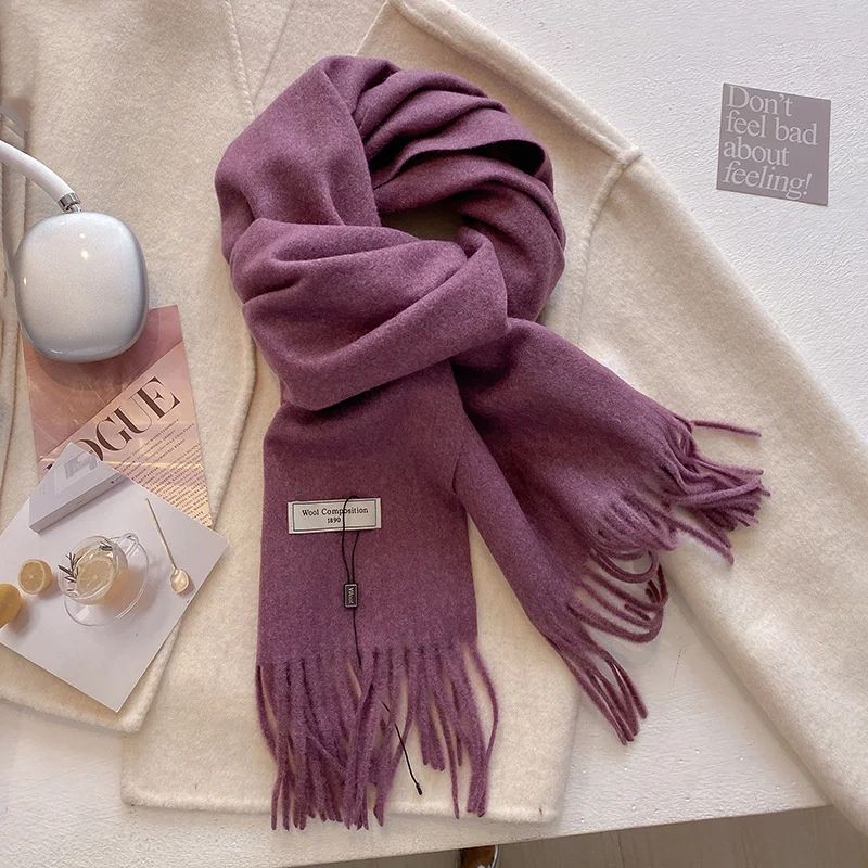 Luxury Winter Wool Blend Pashmina Scarf – Thick Cashmere-Feel Women's Shawl & Wrap 2024