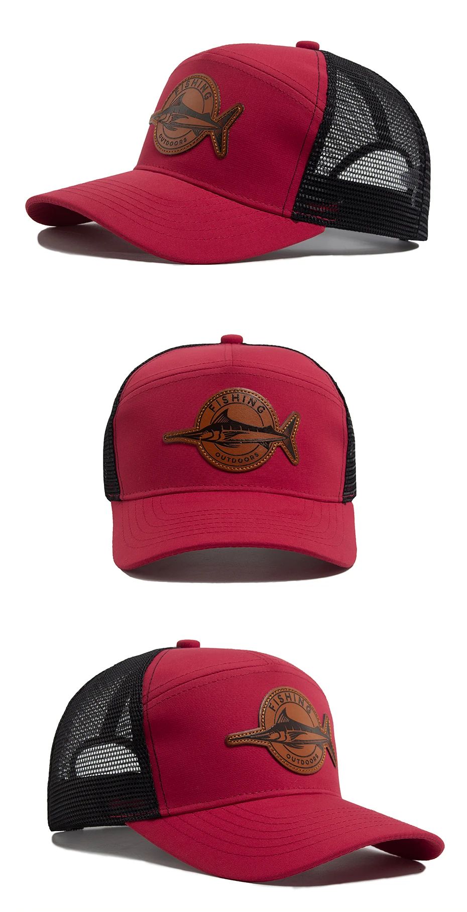 Shark Leather Label 7 Panel Mesh Trucker Cap