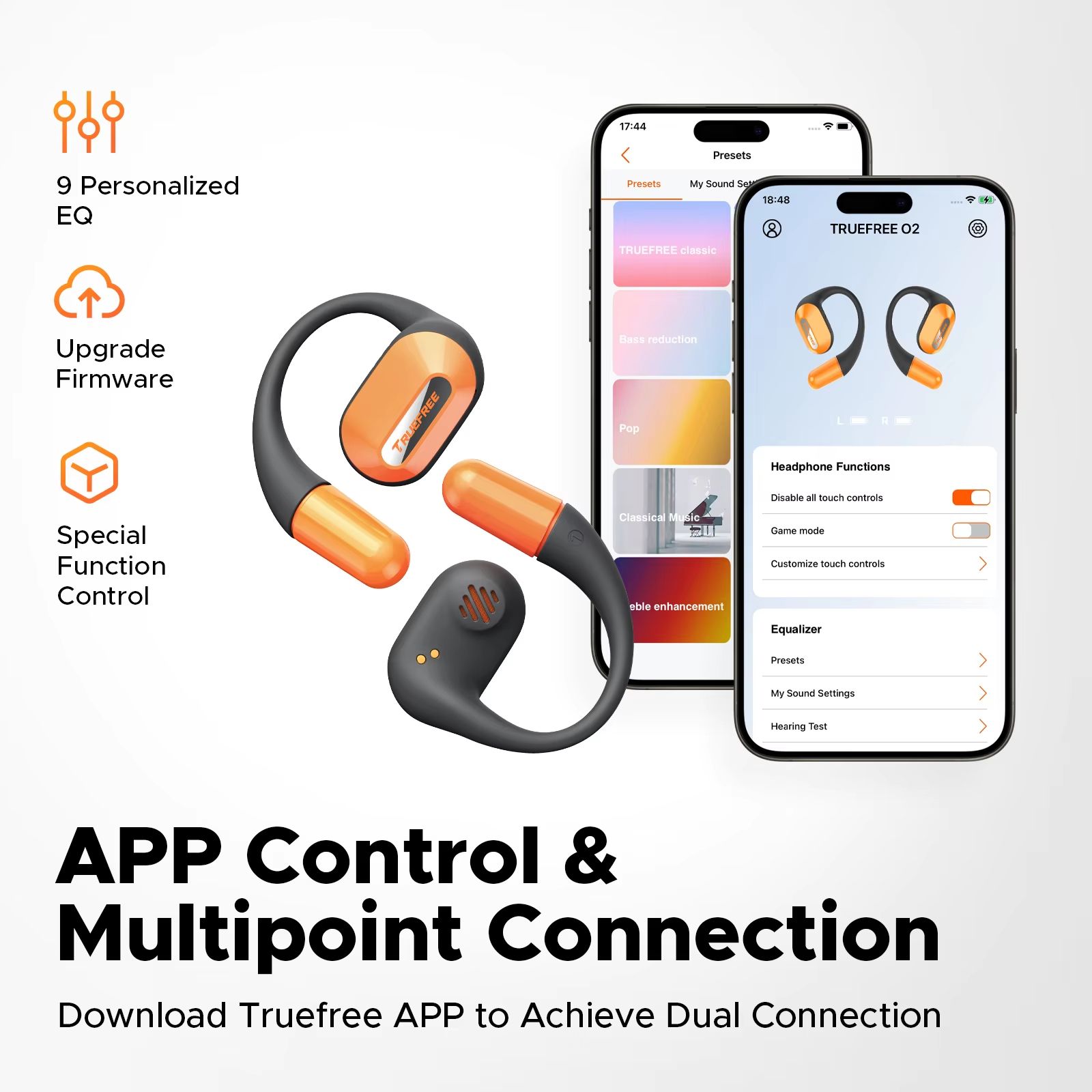 Truefree O2 Open Ear Headphones with Directional Acoustics Bluetooth Wireless Earbuds