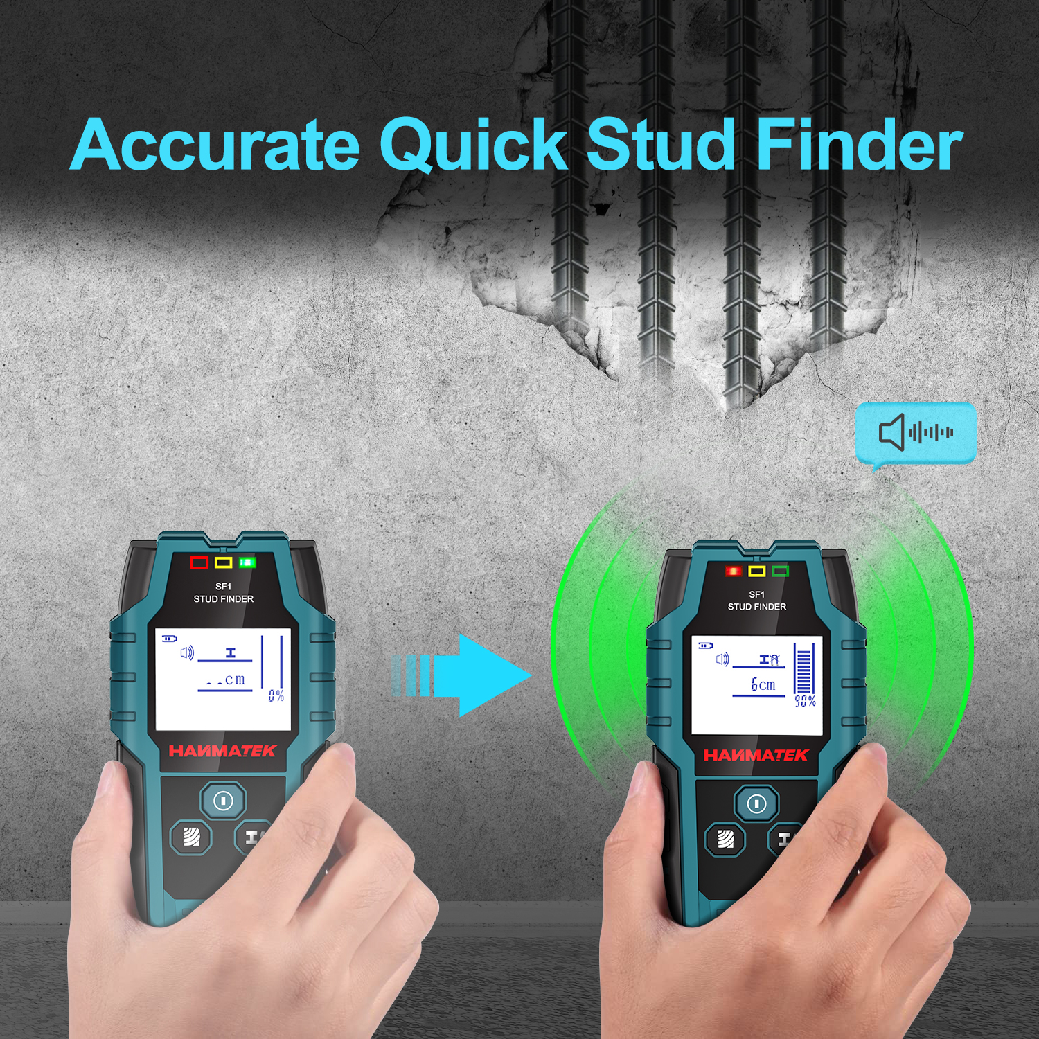 Stud Finder Wall Detector Scanner for Wood, Metal, and Live Cable Detection with Metal Depth Measurement