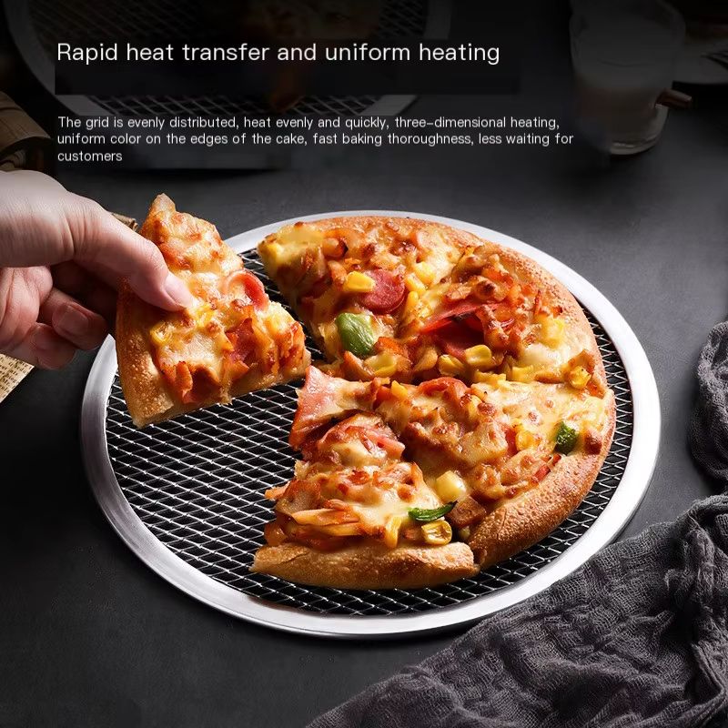 BBQ Grill Netting Toast Bread Baking Tray 8-13 Inches Multi-functional Nonstick Pizza Pan and Barbecue Plate