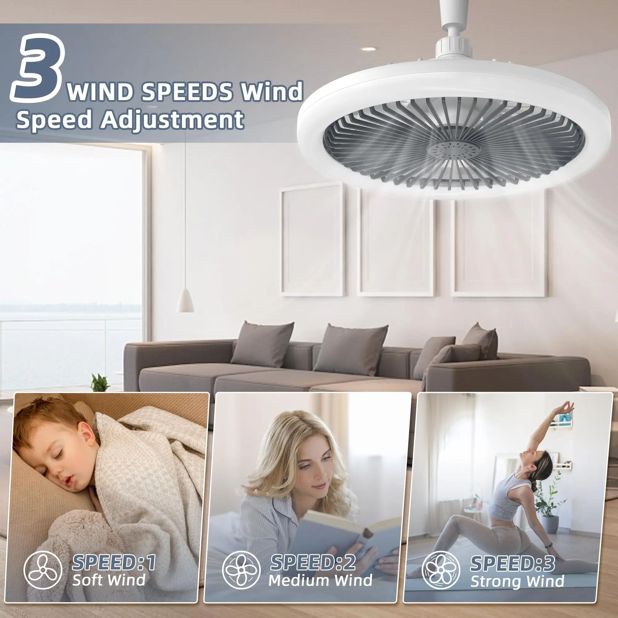 Modern Ceiling Fan with LED Light and Remote Control
