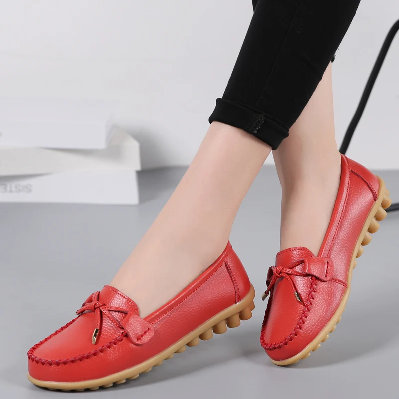 Genuine Leather New Woman Flats Shoes Ballet Flat Sneakers Soft Moccasins Ladies Boat Ballerina Espadrilles Creepers
