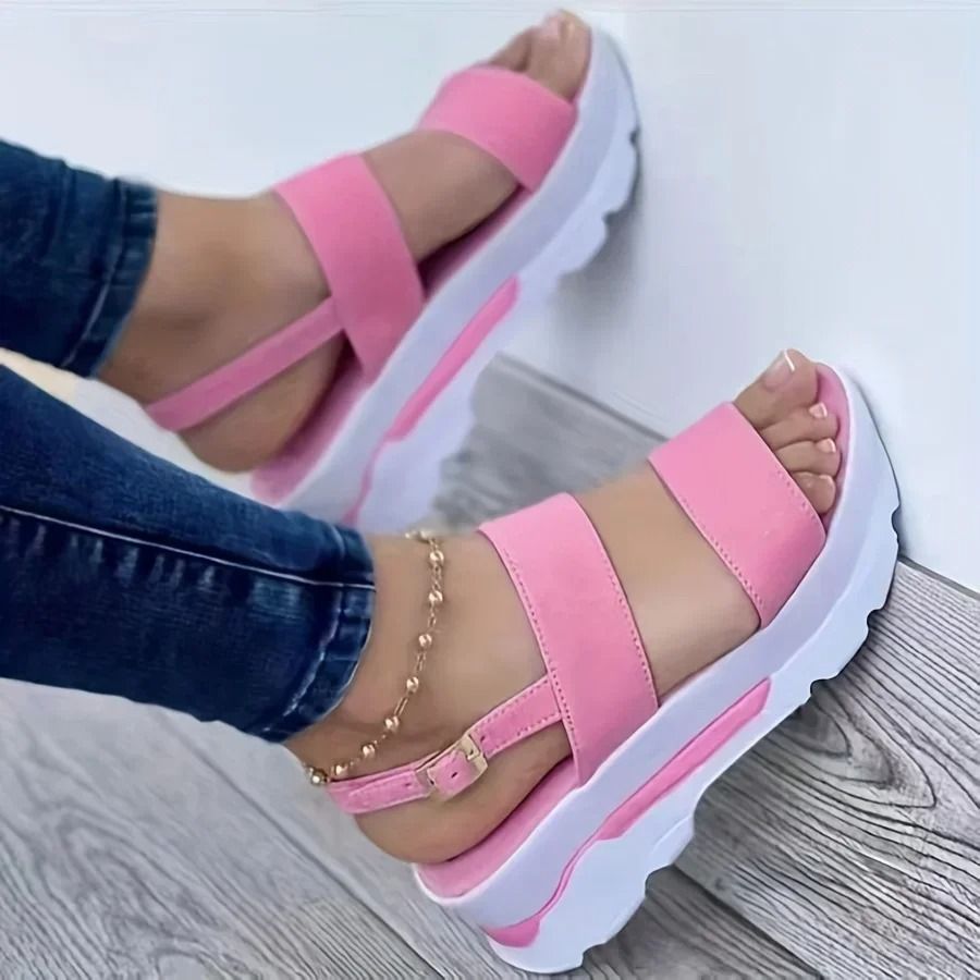 Women's Open Toe Buckle Sandals Non Slip Summer Wedge Shoes