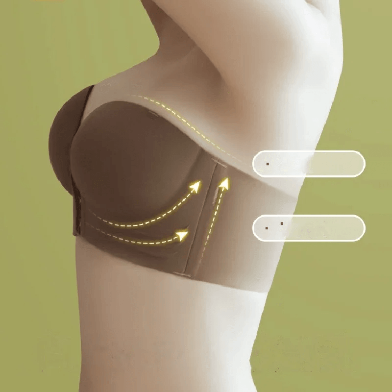 Seamless Strapless Push Up Bra with Front Closure