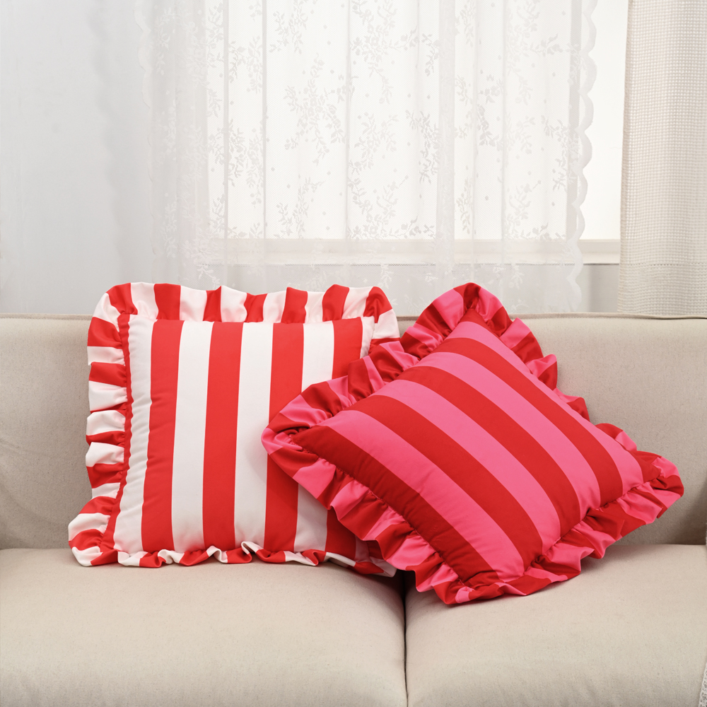Striped Lace Velvet Pillowcase Soft Cushion Covers Luxury Cozy Pillowcases for Couch Bedroom Living Room Home Decoration
