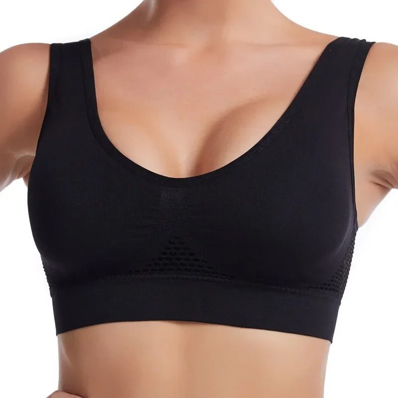 Womens Seamless Sports Bra with Breathable Mesh and Wirefree Support