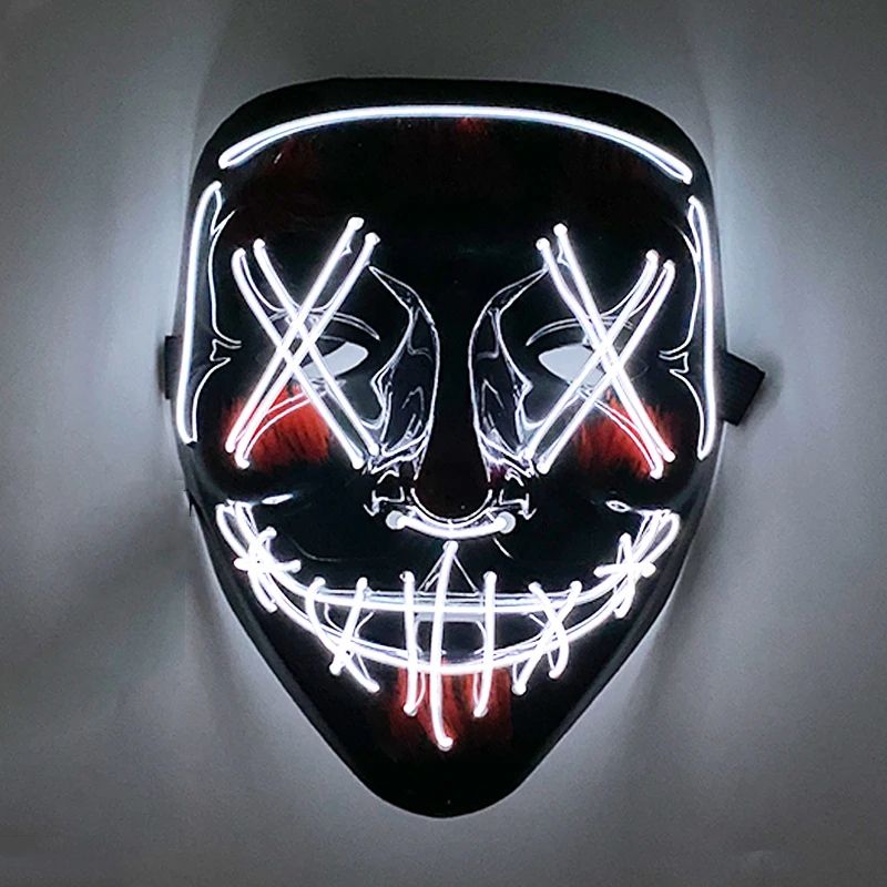 Neon Glow LED Purge Mask – Wireless Light Up Halloween Cosplay Mask