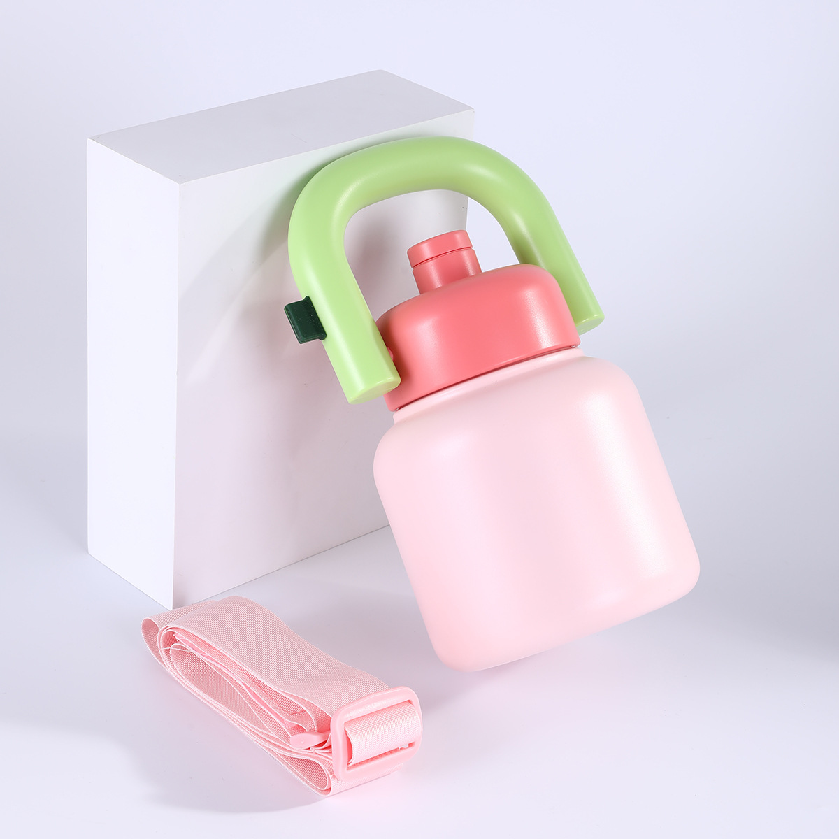 Dopamine Hand held Kettle Stainless Steel Childrens Insulated Cup with Straw Large Capacity Cartoon Big bellied Cup