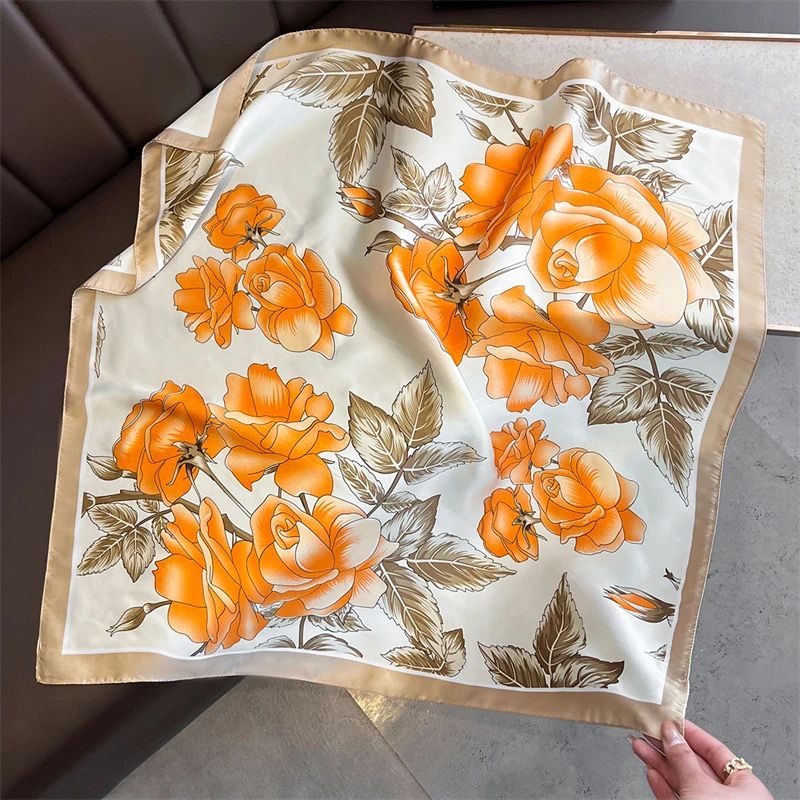 Elegant Lightweight Square Silk Scarf – Breathable Women's Neck & Hair Wrap