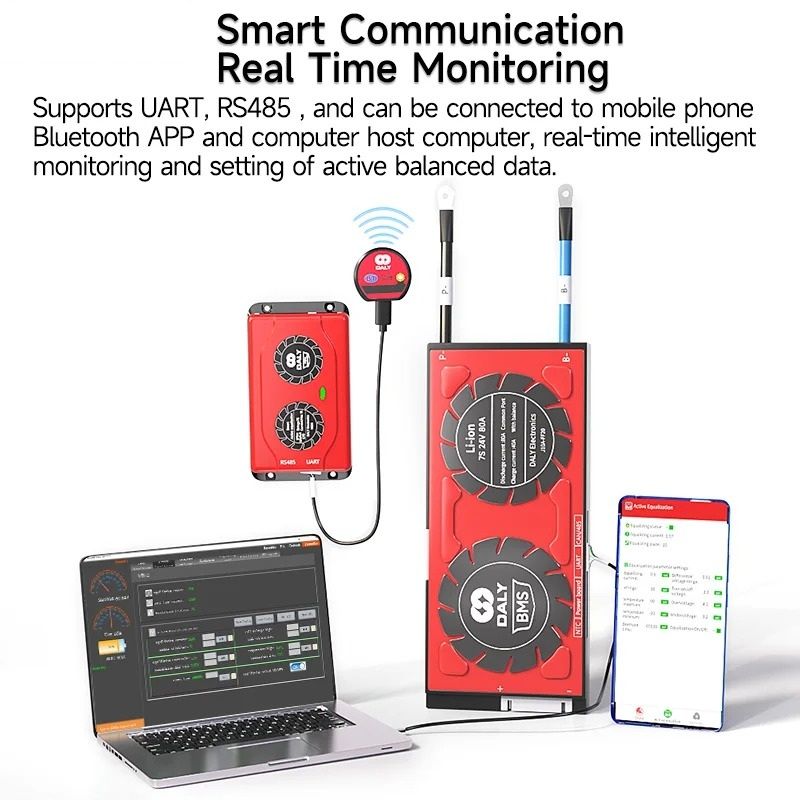Smart BMS with 1A Active Balancer | LiFePO4 & Li-Ion Battery Management System