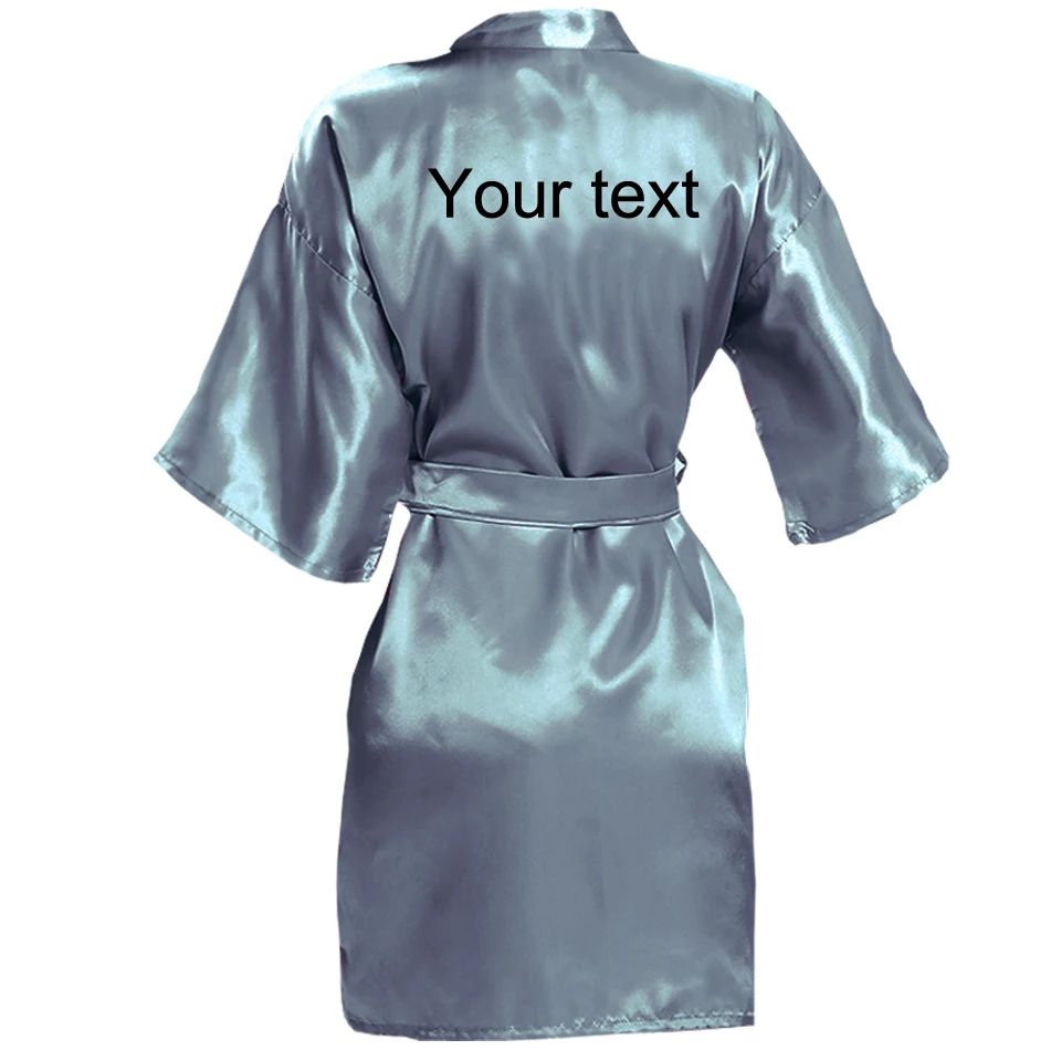 Personalized Faux Silk Bridal Robe with Custom Name & Date – Elegant Bride & Bridesmaid Getting Ready Robe