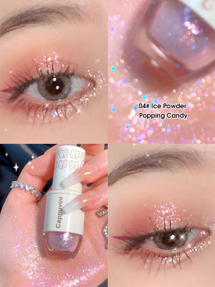 High Gloss Cappuvini Star Dots Liquid Eye Shadow, Pearlescent Fine Flashing, Easy Dizzy Cubs Bowling Ball Effect
