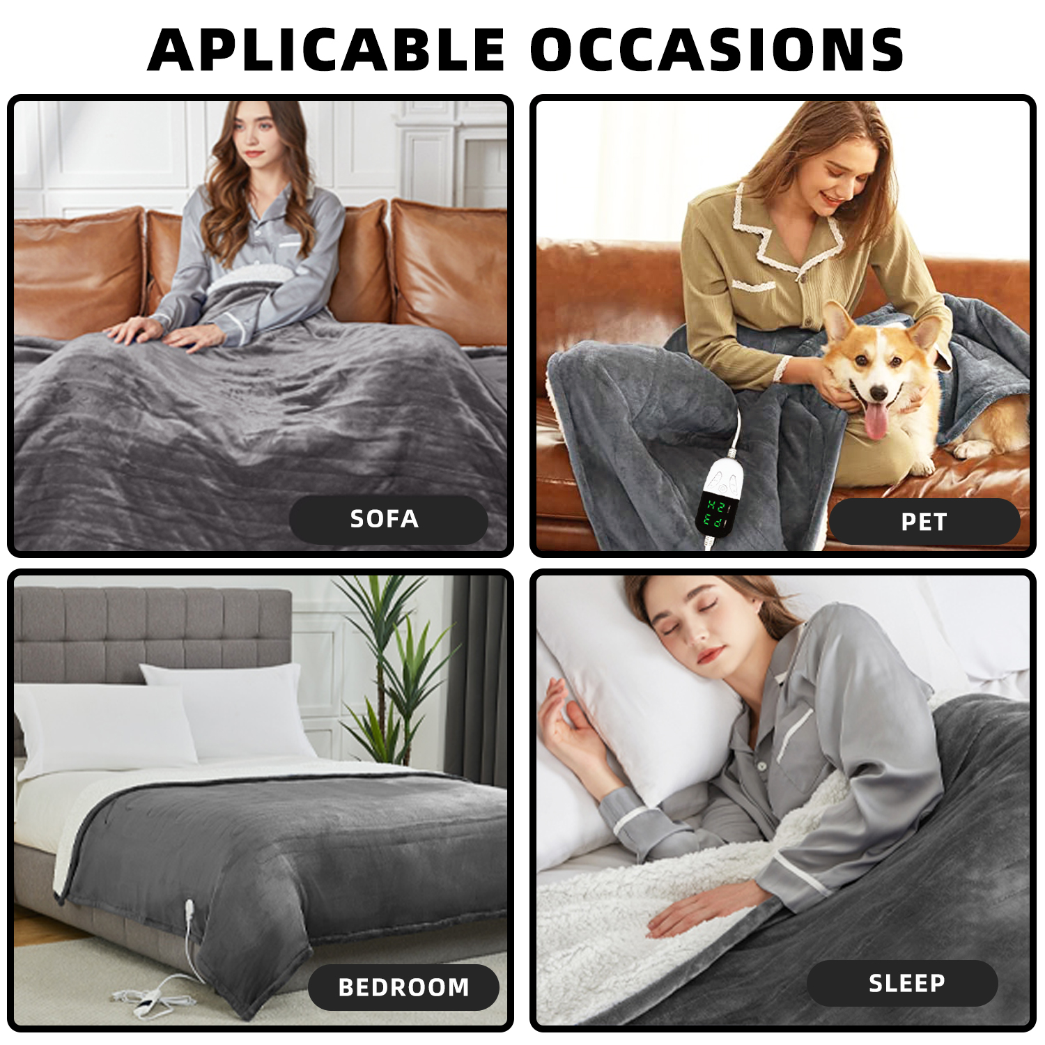 Electric Heating Blanket, Soft Heated Throw Blanket, Heating Levels, Auto Off
