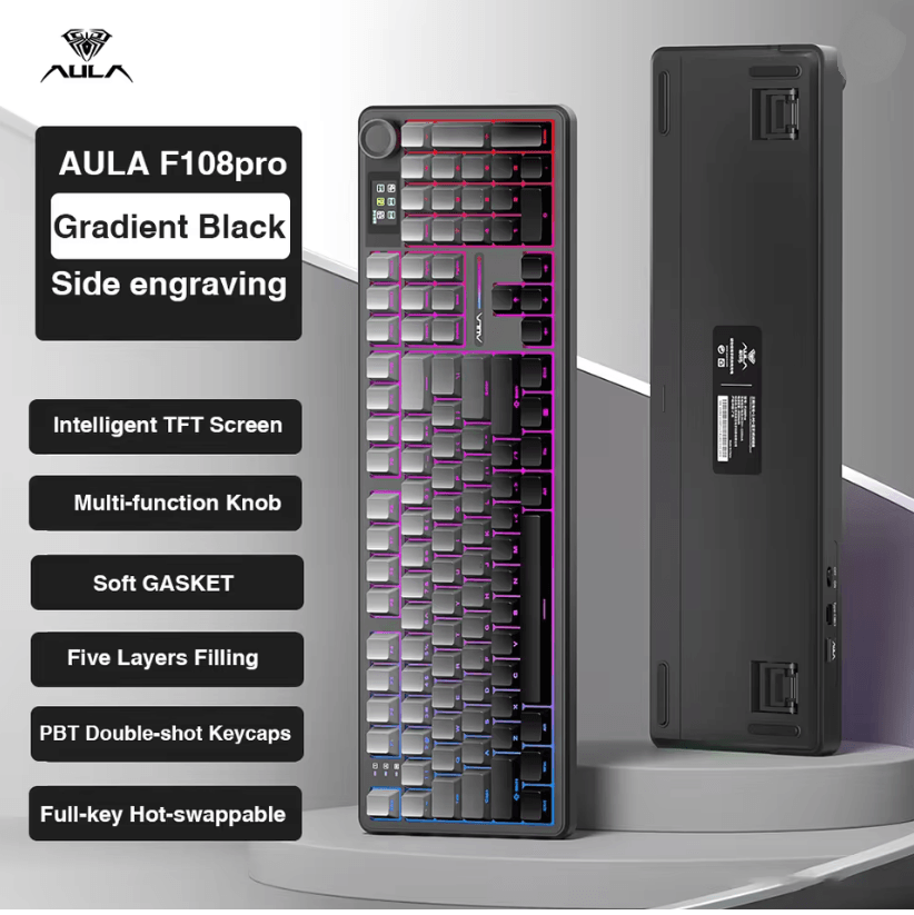 AULA F108 Pro Wireless Mechanical Keyboard with TFT Display