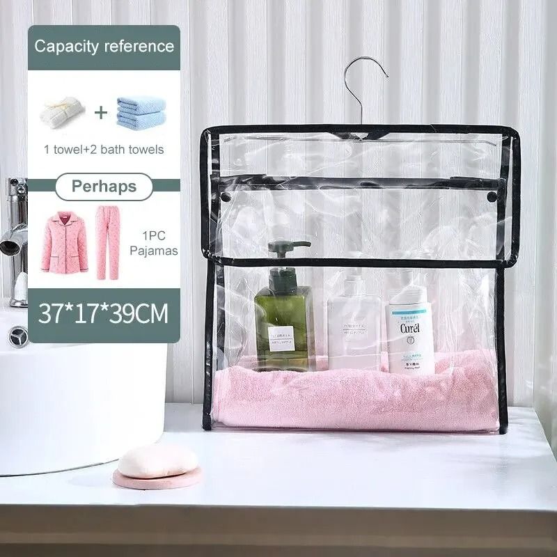 Waterproof Hanging Bathroom Bag – Transparent Storage for Clothing & Tech