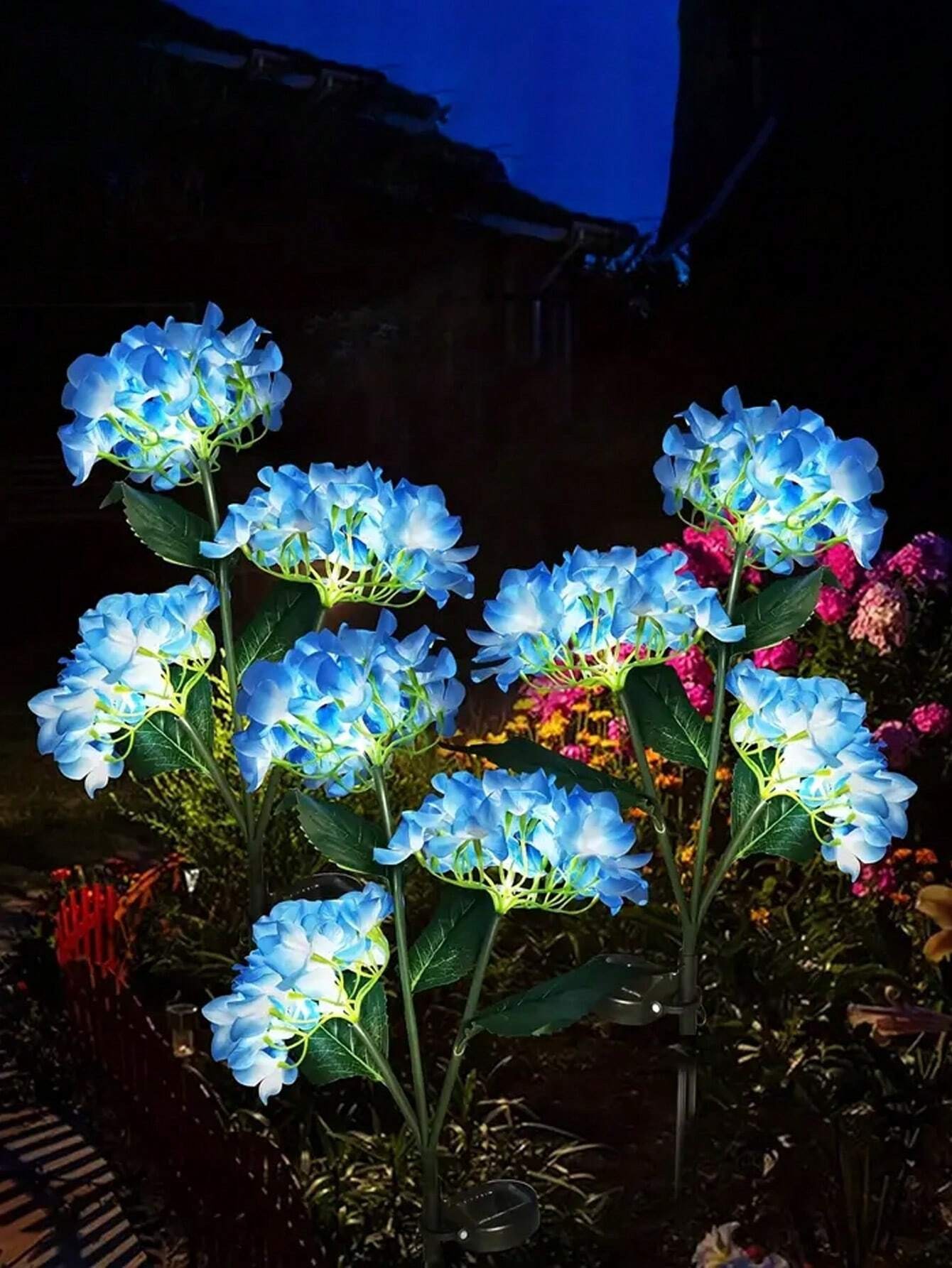 Solar Hydrangea Flower Lights - LED Heads for Outdoor Yard, Garden & Pathway Decoration