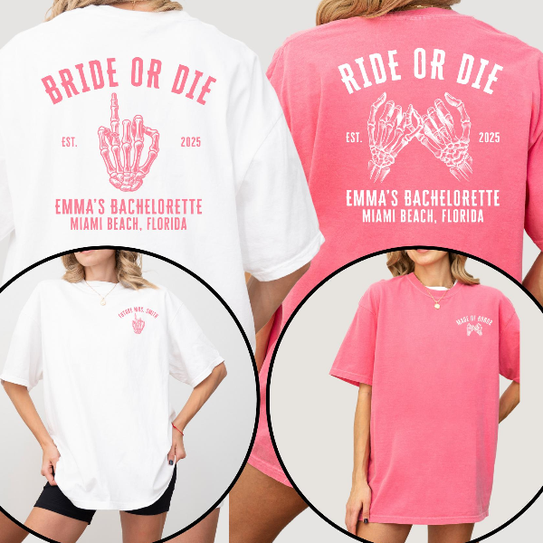 Bride or Die Bachelorette Party Shirt Custom Bride Squad Bridal Party Tee