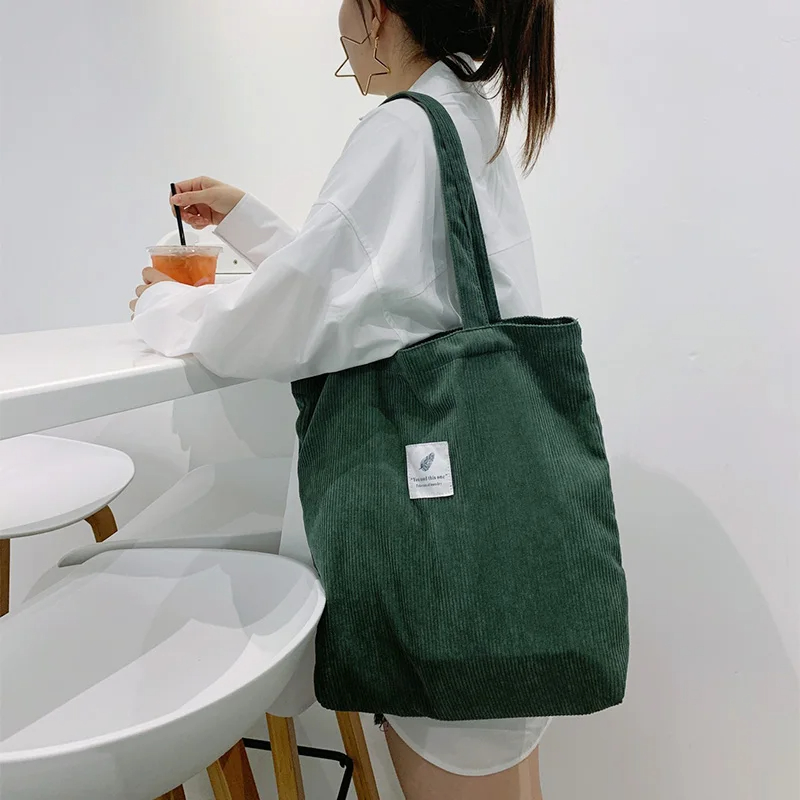 Corduroy Tote Bag for Women Large Capacity Casual Shopper Shoulder Bag