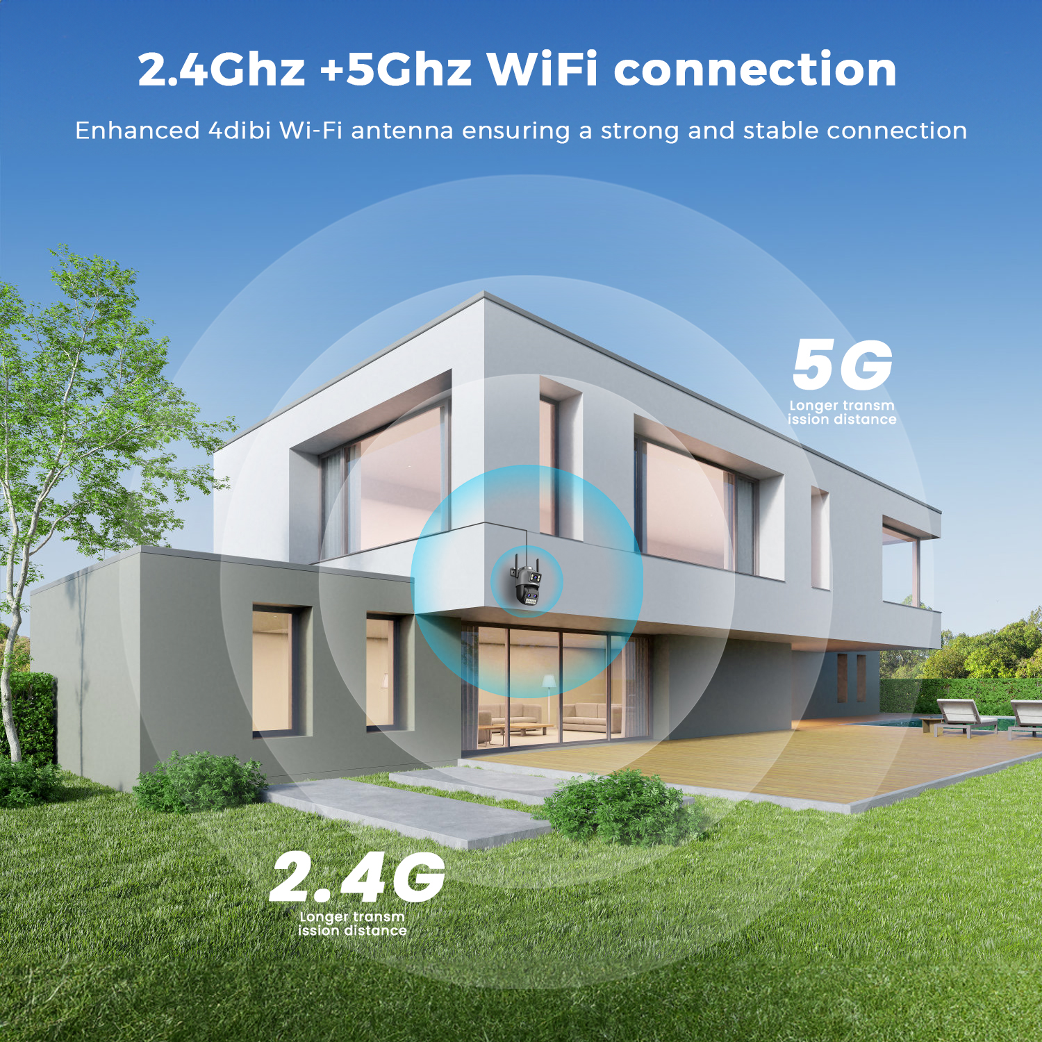 Wifi Camera Outdoor, PTZ Security IP Camera, Digital Zoom, CCTV Video Surveillance Camera