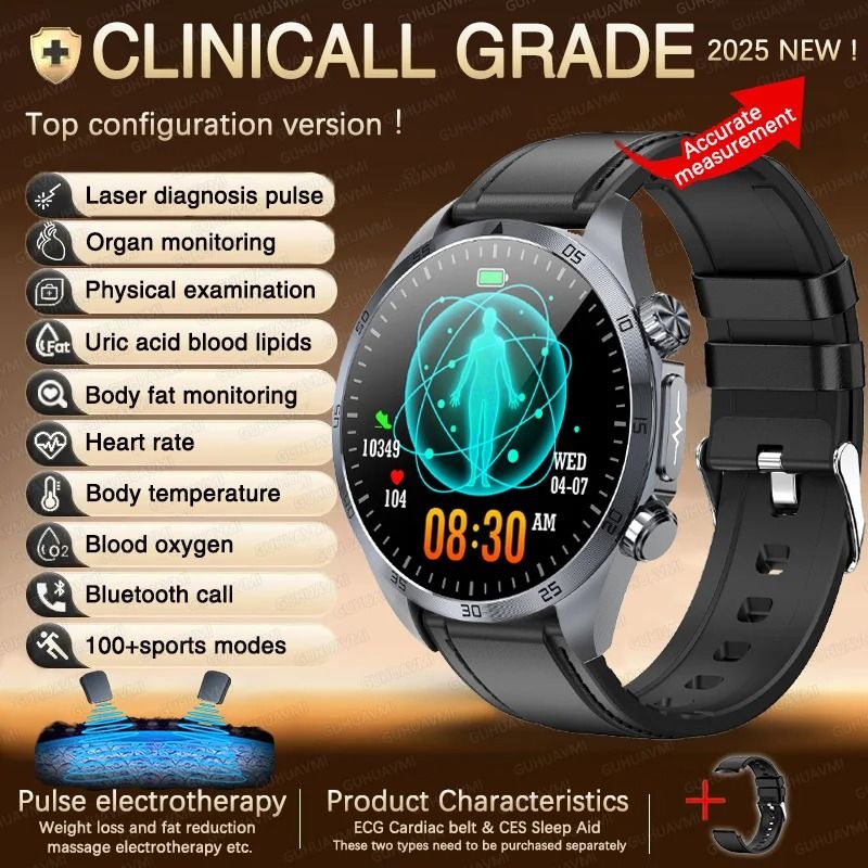 2026 Pulse Elite ECG+PPG Smartwatch | Metabolic Health & Body Fat Tracker | Executive Uric Acid & Blood Lipid System