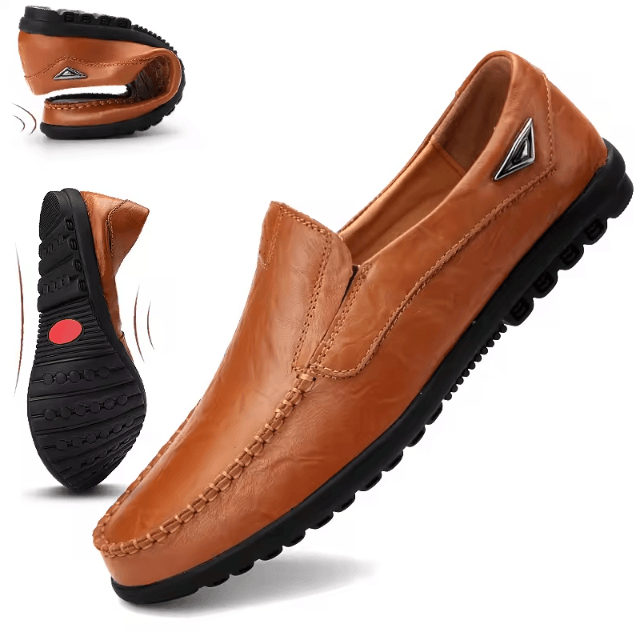 Men Leather Casual Loafers Breathable Comfortable Slip On Driving Shoes Plus Size